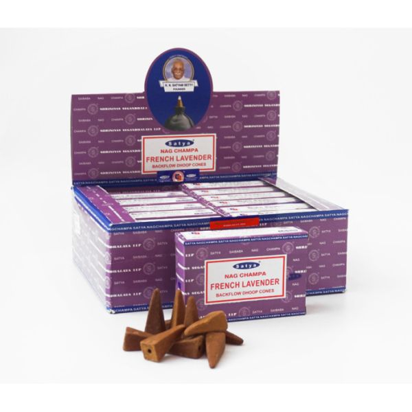Ароматичні конуси Рідкий дим Французька Лаванда Сатья Satya Back Flow cones FRENCH LAVENDER 10 шт.
