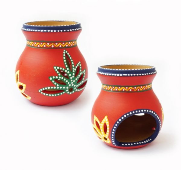 Аромалампа теракотова "Лотос" червона