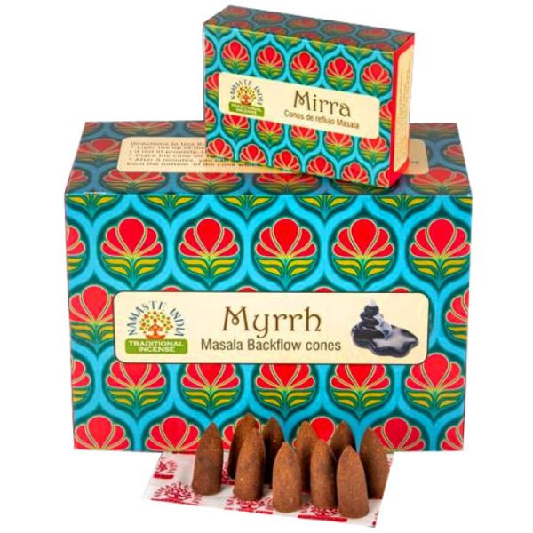 Ароматичні конуси Рідкий дим Мірра Намасте Індія NAMASTE INDIA MYRRH 10 шт.