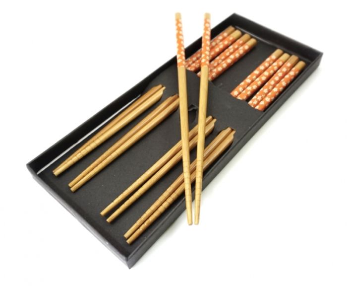 Палички для їжі бамбукові з малюнком набір 5 пар №3
