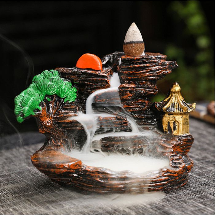 Подставка под благовония Жидкий дым из полистоуна "Восходящее солнце"