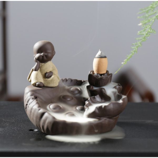 Підставка для пахощів "Рідкий дим" керамічна "На лотосі Безтурботність"